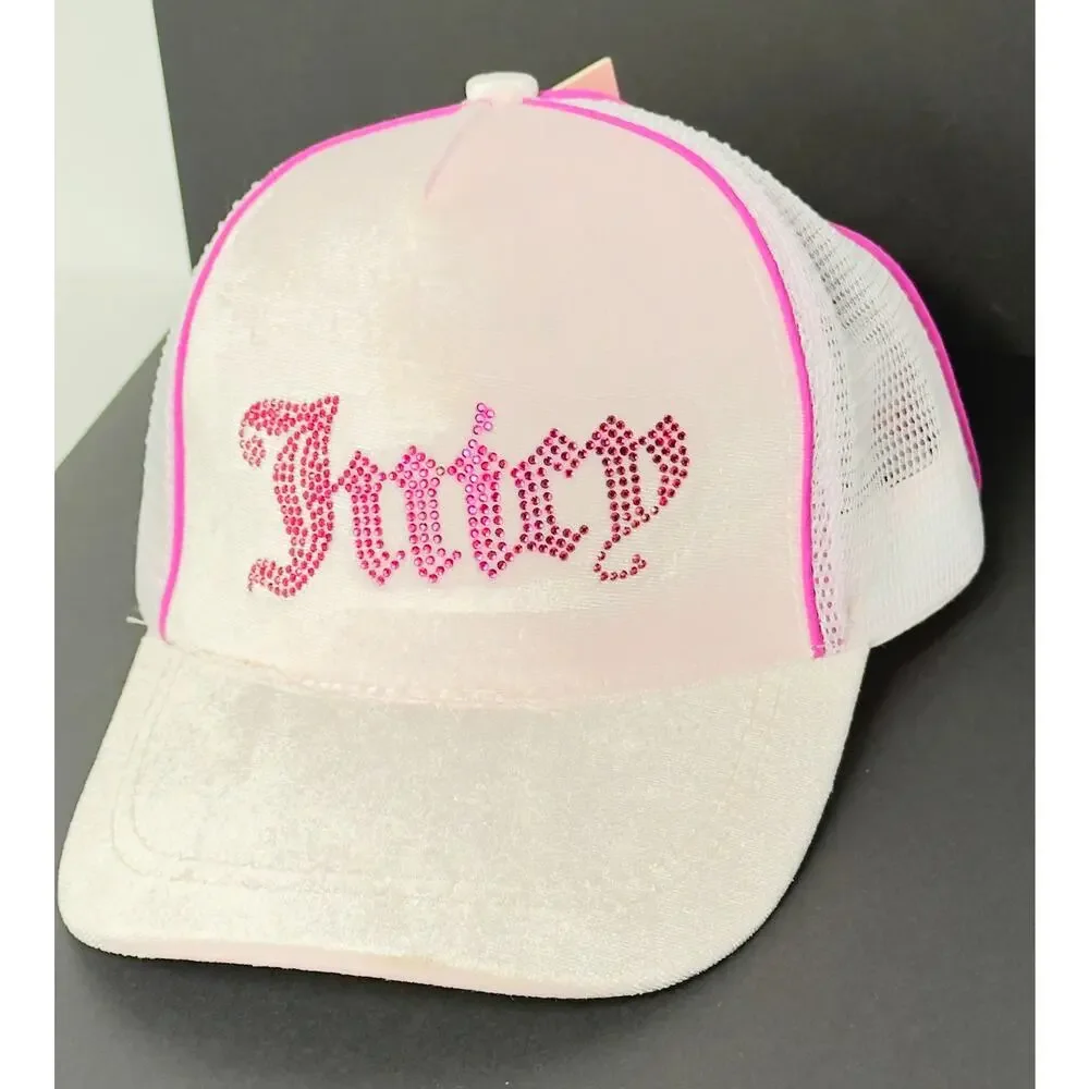 Juicy‎ Couture Trucker Hat Womens Pink Rhinestone Sequins Y2K McBling NWT